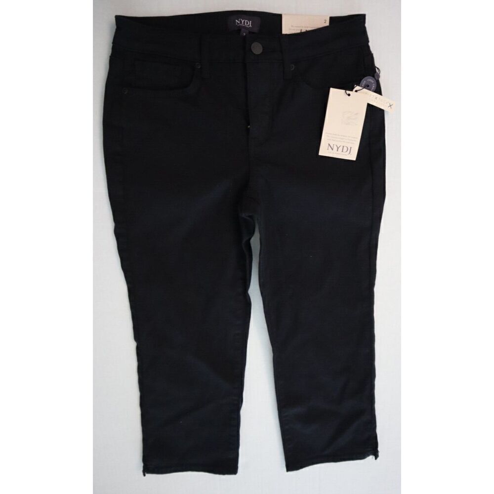 NYDJ MFOZ8678 Women's Sz 2 Black Harper Crop Slim Straight Fit Jeans